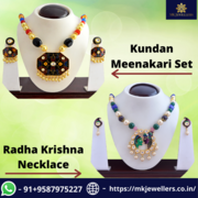 Buy Kundan Meena Necklace Set at Discount Rate from MK Jewellers