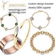 Custom logo bracelet with yellow gold plating 925 sterling sliver chai